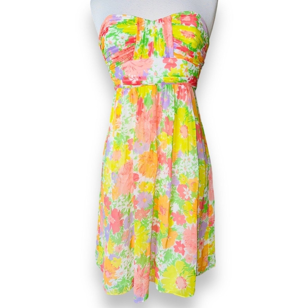 D2 Shoshanna Women's 2 Floral 100% Silk Strapless Dress Spring Summer Wedding